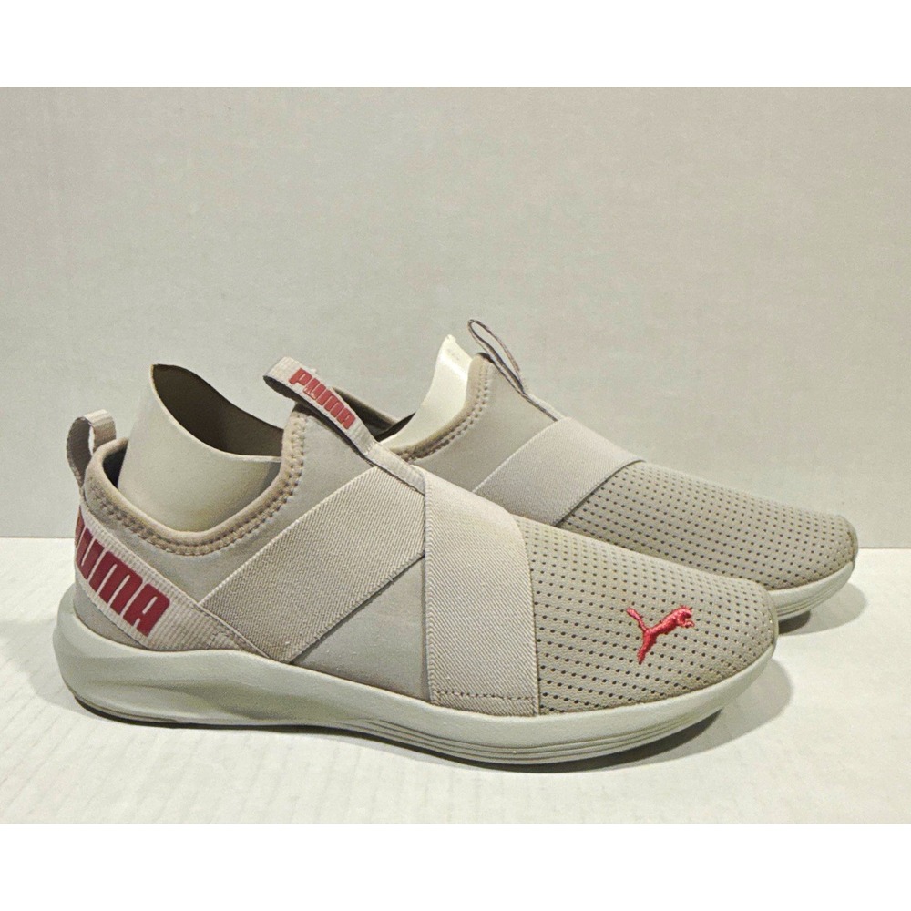 PUMA  9 Women's Slip-On Mesh Low Top Sneakers Gray/Pink/White 193078-09 NWOB